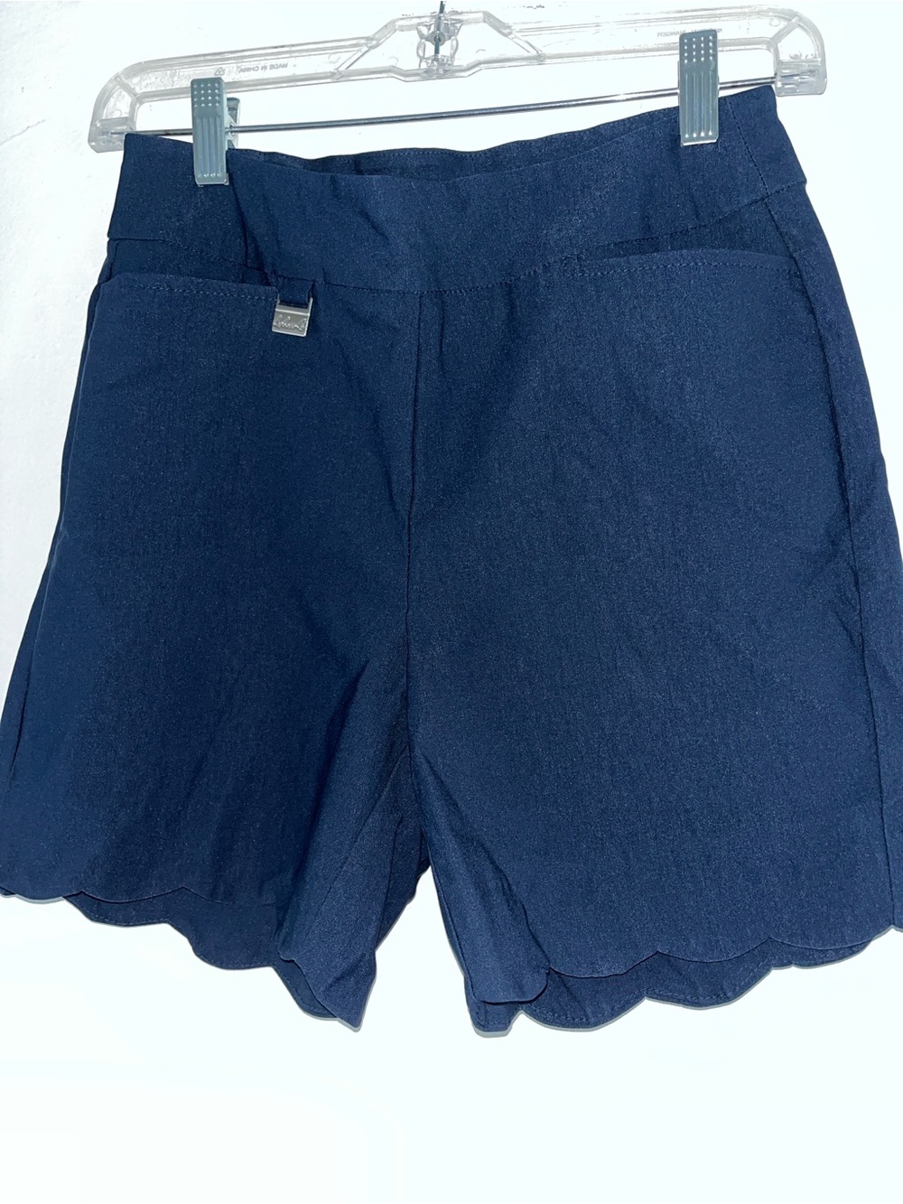 Lulu-B Navy Scalloped Hem Bermuda Shorts